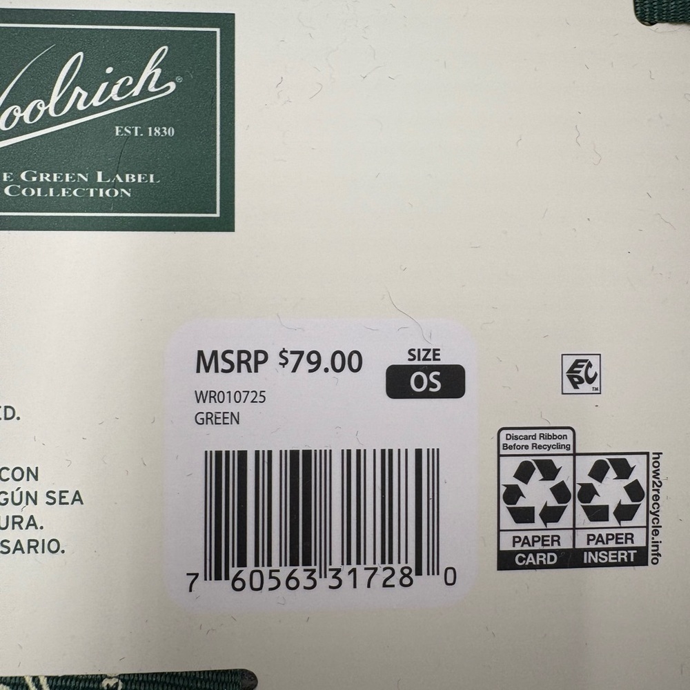 NWT Woolrich Reversible Wrap Green Plaid Lux Warmth One Size Gift Cozy Shawl - Picture 7 of 7